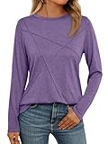 AUTOMET Long Sleeve Shirts for Women Basic Business Casual Tops Work Clothes 2025 Fall Fashion Outfits Purple XL