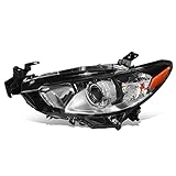 Auto Dynasty Halogen Model Factory Style Projector Headlight Lamp Compatible with Mazda 6 2014-2017, Driver Left Side, Chrome Housing Amber Corner