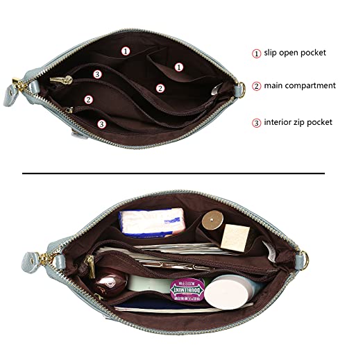 Image of Uromee Genuine Leather Wristlet Wallet Clutch Purses with Detachable Chain