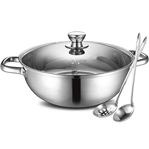 Zwei-Ohrige Mandarinen-Ente, Edelstahl, Shabu Hot Pot mit Trennwand für Induktionskochfeld, Gasherd, 30 cm, geeignet für Familienessen