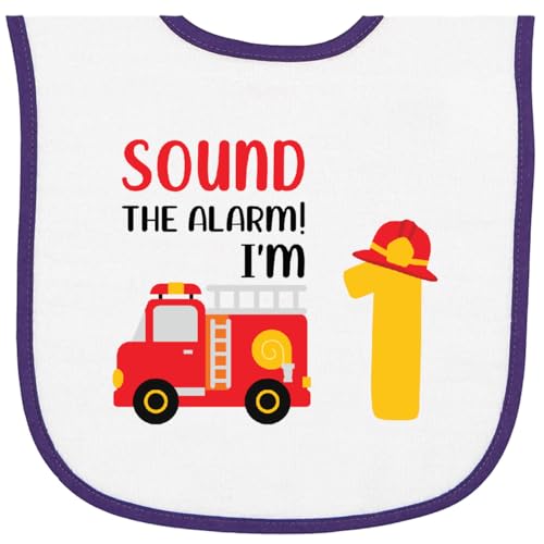 inktastic Sound the Alarm I'm 1 Fire Truck Baby Terry Cloth Bib