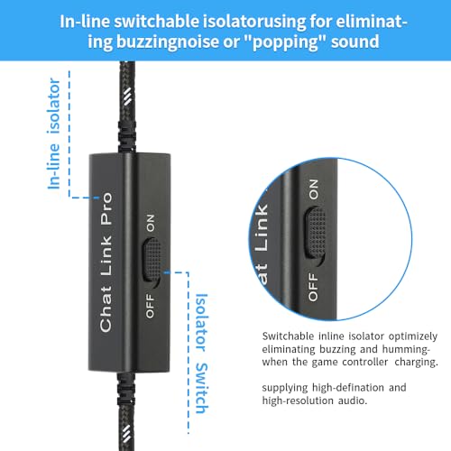 Image of HD60 S+ Chat Link Pro Cable Replacement for Elgato Capture Cards - Compatible with Elgato HD60 X, HD60PRO, Chat Adapter for Nintendo Switch, Xbox One and PS5 - Includes in-Line Audio Isolator