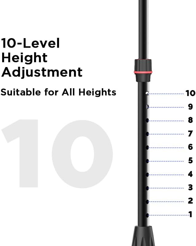 Miniatura 7 de Bastón plegable con mango de asistencia de 360, altura ajustable de 26.4 a 35.4 pulgadas (10 niveles), base antideslizante de 4 patas y punta única,