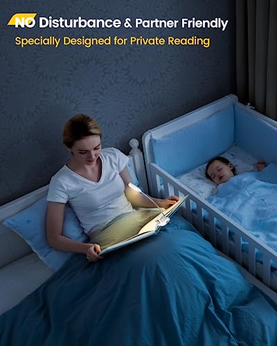 Glocusent Willow Book Light, 10LED, 3 Colors & 3 Brightness, Rechargeable, Lightweight, Clip on, Modern Design, Pure White, ABS Material, USB-C, 80hr Runtime, Ideal for Book Lovers