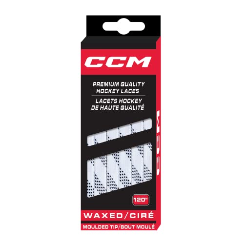 CCM Hockey Waxed Moulded Tipped Laces (White/Black, 130