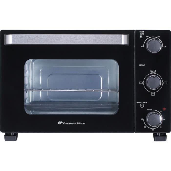CONTINENTAL EDISON CEMF22B - Mini four électrique 22 L noir - 1300 W - spie rotative, convection nat rale