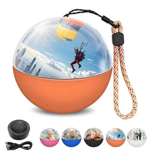 Memory Sphere Lamp, Crystal Ball Video Player 2.8" Memory Orbs Ornament 4GB Uploadable Videos & Photos, Personalized Unique Desk Night for Couples Friends Birthday Christmas (Orange Memory Orb)