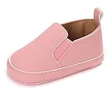 LONSOEN Baby Classic Oxford Loafer Infant Boys Girls First Walking Moccasin Crib Shoes,BAY217 Pink 6-12 Months