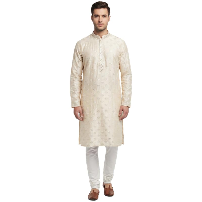 Men's Silk Blend Designer Kurta | Regular Fit | Traditional Indian Ethnic Wear | Wedding, Festive Only Kurta (1 Piece)-picture-21