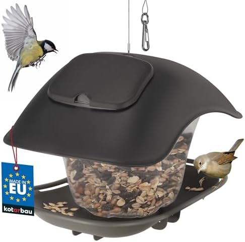Vogelfutterhaus Wetterfest & Rattensicher - Futterspender Mit Auffangschale Für Garten & Balkon