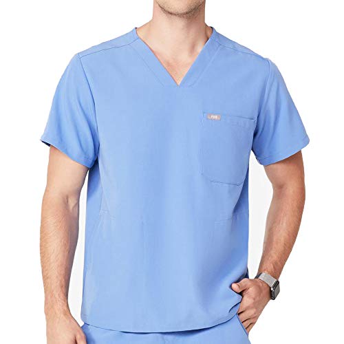 FIGS Leon Two-Pocket Scrub Top for Men - Ceil Blue, XS