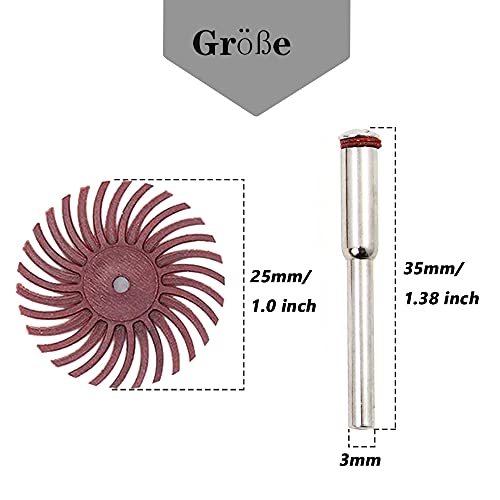 Mesee 18 Stück 25mm Mixed Grit Detail Schleifbürsten Set, Schleifbürste Gap Polierscheibe Sortiment Kit, Radial Bristle Disc set für rotierende Werkzeuge Entgraten Polieren, 80/120/220/400/600/1000