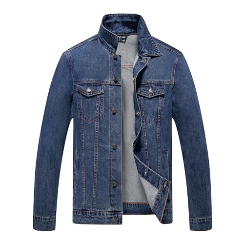 Image of voeeron Denim Jacket Men Durable Comfortable and High Performance Jean Jacket Men