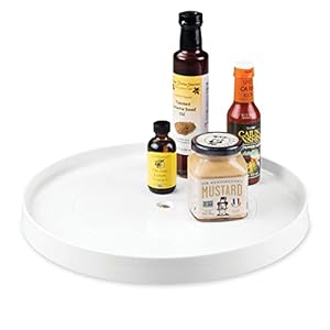 iDesign Linus Lazy Susan Turntable Spice Organizer Rack for Kitchen Pantry, Cabinet, Countertops – 14″, White