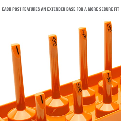 Oemtools 22418 6 Piece Sae And Metric Socket Tray Set, Sae And Metric Socket Storage For Sizes 1/4", 3/8”, And 1/2" Drive, Socket Holders And Socket Organizer Tray For Toolbox, Orange And Black #TOP4