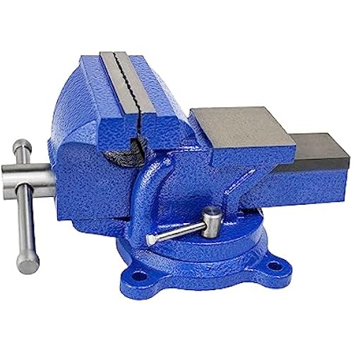HFS(R) 5" Heavy Duty Bench Vise Anvil with 360° Swivel Locking Base Desktop Clamp (16LBS) - FS Blue Design