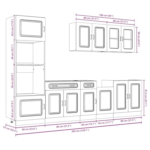 Miniatura 9 de Iiaky Juego De Muebles De Cocina 7 Piezas Madera Mueble De Cocina Cocina Completa Muebles De Cocina Por Modulos-Negro-7 Pzas