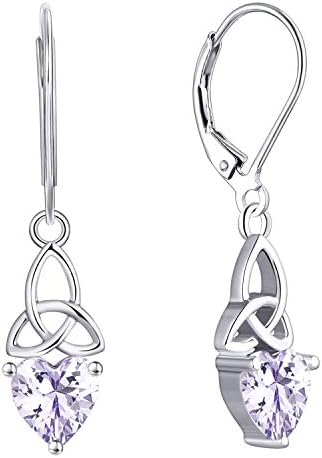 JO WISDOM Women Earrings,925 Sterling Silver Triquetra Celtic Trinity Knot Drop & Dangle Earrings with Heart Cut 3A Cubic Zirconia