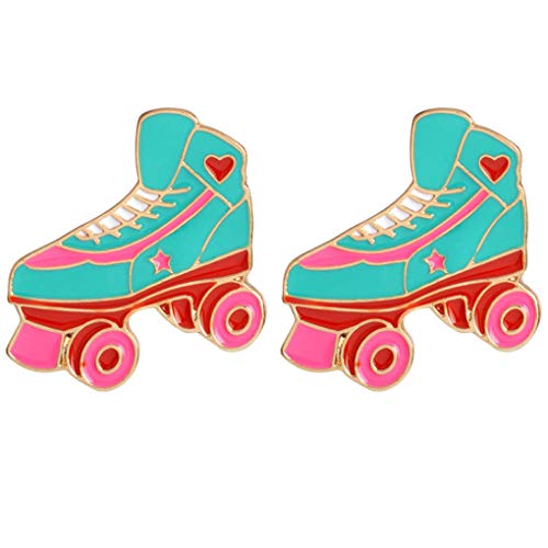 Roller Skate Lapel Pin 2 Piece Set Enamel Brooch Pin Denim Jacket Collar Badges Gifts