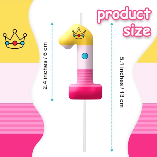Image of Pink Cartoon Birthday Candles, Number 1 Candle Pink Themed Birthday Party Supplies, 2.4 inch Birthday Candles for Cake Topper Party Decorations, Birthday Decorations for Boys Girls (Number 1)