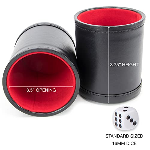 Professional Shaker Cups | Leather With Velvet Felt-Lined Interior | 1 Red Lined Cup And 5 Dice Set #TOP5
