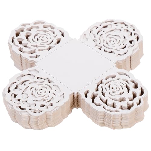 NULYLU Bandejas Decorativas para Chocolates Diseño Hueco de Papel Blanco, 50 Piezas para Envolver Trufas y Regalos en Fiestas o Bodas