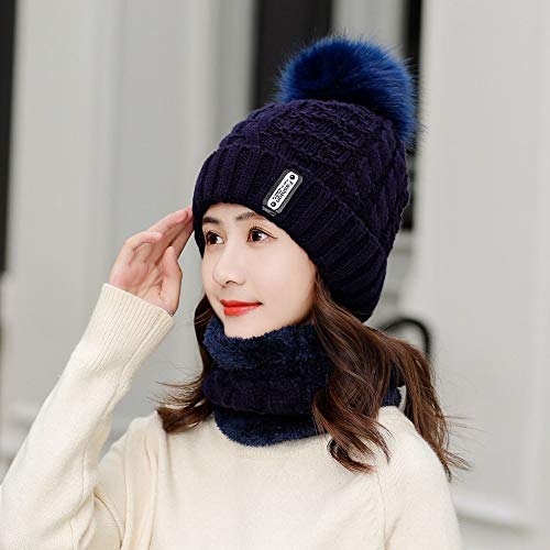 Bonnet tricoté hiver épais avec doublure chaude et lettrage moderne