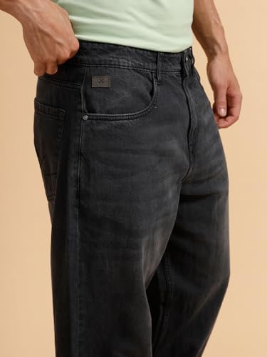 Image of WROGN Men's 100% Cotton Mid-Rise Jeans | Loose Fit