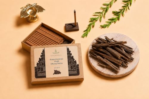 Image of Dhoop Sticks for Pooja, Rameshwaram Oud | 9cm Long, 60 Dhoop Sticks | Natural & Toxin-Free Dhoop Batti | Long Lasting Home Fragrance | Low Smoke & Low Ash
