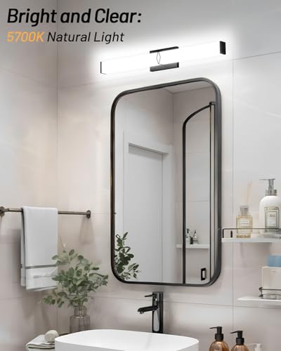 Image of Bathroom Light Fixtures,Modern Bathroom Vanity Light,40inch Dimmable 40W 3600lm Black LED Vanity Lights Bar Over Mirror,5700K LED Lighting Fixture,ETL Certified