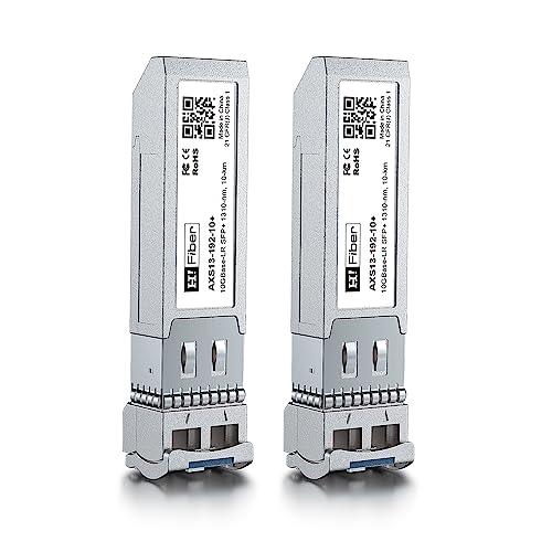 Image of H!Fiber 10GBase-LR Fiber SFP+ Transceiver, 10Gb Single Mode SFP+ LC Module, for Cisco SFP-10G-LR, Ubiquiti UF-SM-10G, UniFi, Mikrotik, Netgear,D-Link,TP-Link, (SMF,1310nm,10km,DDM) 2 Pack