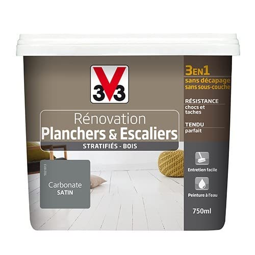 peinture rénovation planchers & escaliers carbonate satiné 0.75 l - V33