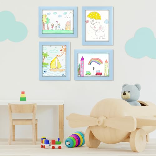 Image of [2-Pack] Kids Art Frames, 8.5x11 Front Opening Kids Artwork Frames Changeable, Light Lake Blue Artwork Display Storage Frame for Wall, Holds 50 Pcs, for 3D Picture, Crafts, Children Drawing, Hanging
