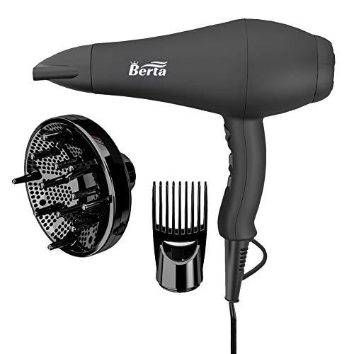 1875W Professional Hair Dryer, Jinri 3 Minute Fast Drying Infrared Blow Dryer with Diffuser & Comb & Concentrator, Negative Ionic Salon Hairdryer AC Motor with 2 Speed and 3 Heat Setting Black