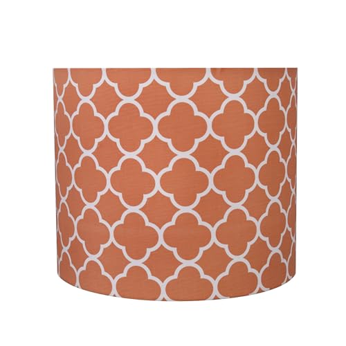 Image of Aspen Creative 31096 Transitional Drum (Cylinder) Shaped Spider Construction Lamp Shade in Orange, 12 inch Wide (12 inch x 12 inch x 10 inch)