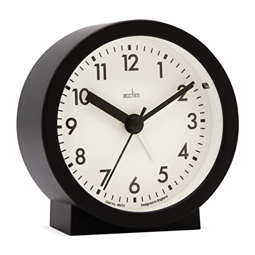 Acctim Gaby Small Analogue Contemporary Bedside Alarm Clock (Black) - Image 3