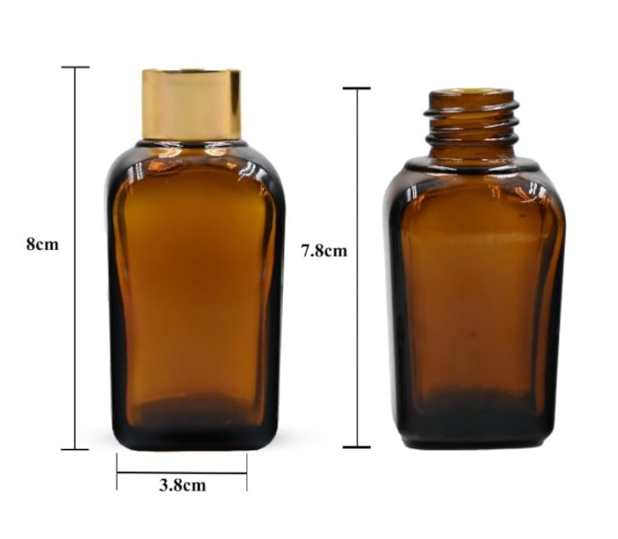Amber Glass Jars with Gold Caps, Pack of 5, 50g
