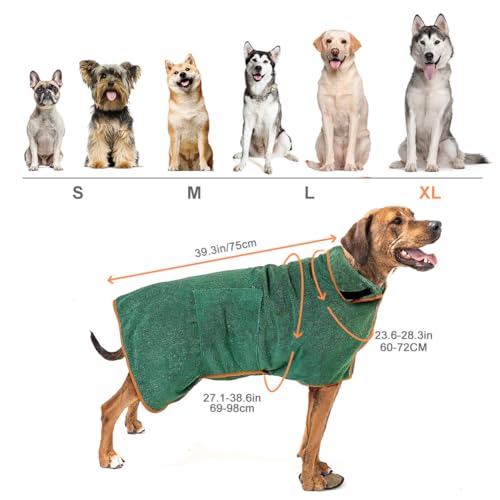 vsshe Hundebademantel Mikrofaser, Hund Bademantel Mantel Haustier mit Klettverschluss Waschbare Super Saugfähig Feuchtigkeit Schnell Trocknend Handtuch für Katzen und Kleine bis Mittelgroße Hunde