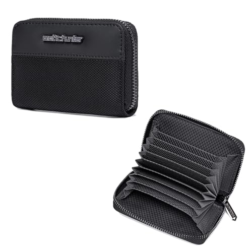 Image of Arctic Hunter Professional 10 Slots Card Holder Organiser with Gift Box Polyester Water-Resistant Pocket Size Coin Cash ATM Credit Card Case Wallets for Men Women, Black
