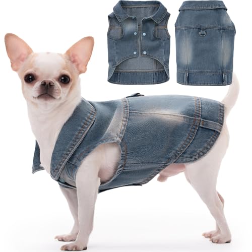Chaqueta de mezclilla para perros talla pequeña
