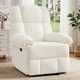 Korser Recliner Chair, Living Room Chairs for Adults, Thick Upholstered Manual Recliner with Side Pockets, Small Recliner for Small Spaces, Lounge Chair for Nursery Bedroom Apartment RV, Chenille