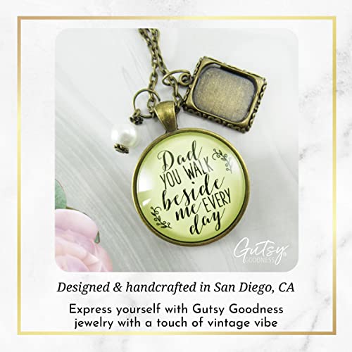 Gutsy Goodness PRNE24005871 Dad Memorial Necklace You Walk Beside Me Jewelry Sympathy Keepsake Womens Chain 24 Inch - Bronze Father Remembrance Pendant thumb #3
