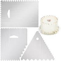 Teouuas 3 Pezzi Raschietti per Torte, Acciaio Inossidabile Spatole per Dolci, Lisciatore di Crema di Burro, Raschietto per Decorare Torte, Stampo per Torta, per Livellare I Bordi delle Torte