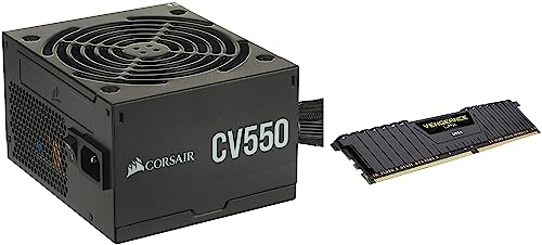 Image of Corsair CV550, CV Series, 80 Plus Bronze Certified, 550 Watt Non-Modular Power Supply - Black & Vengeance LPX 8GB (1x8GB) DDR4 3200MHZ C16 Desktop RAM (Black)