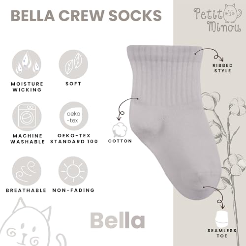 Bella Seamless-Toe Turkish Cotton Ribbed Crew Socks - Stylish and Cozy 6-Pack Baby & Toddler Socks3