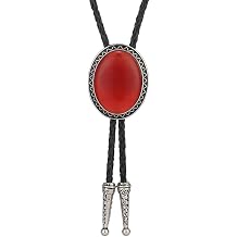 Bolo Tie for Men Women Cowboy Turquoise Celtic Natural Tiger Eye Stone Longhorn Bull Western Leather Bolo Necktie
