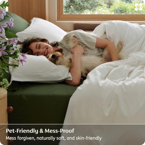 Image of Bedsure PureWoven 100% Washed Cotton Duvet Cover Set, Full Size, 3-PC | Linen Like Texture, Percale Breathable Bedding Set for All Seasons, Zipper Closure, 8 Corner Ties, Ivory, 80 inch x 90 inch