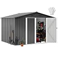 DWVO 10'x8' Large Metal Outdoor Storage Shed, Heavy Duty Tool Storage Sheds for Backyard Patio Lawn - Ideal for Bicycles, Garden Tools, and Lawn Equipment, Easy-to-Assemble, Dark Gray
