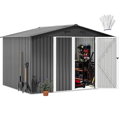DWVO 10'x8' Large Metal Outdoor Storage Shed, Heavy Duty Tool Storage Sheds for Backyard Patio Lawn - Ideal for Bicycles, Garden Tools, and Lawn Equipment, Easy-to-Assemble, Dark Gray