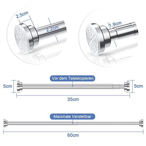 Bolatus 35-60cm Duschvorhangstange Ohne Bohren aus Edelstahl Teleskop Gardinenstange Teleskopstange Vorhangstange Klemmstange Duschvorhang